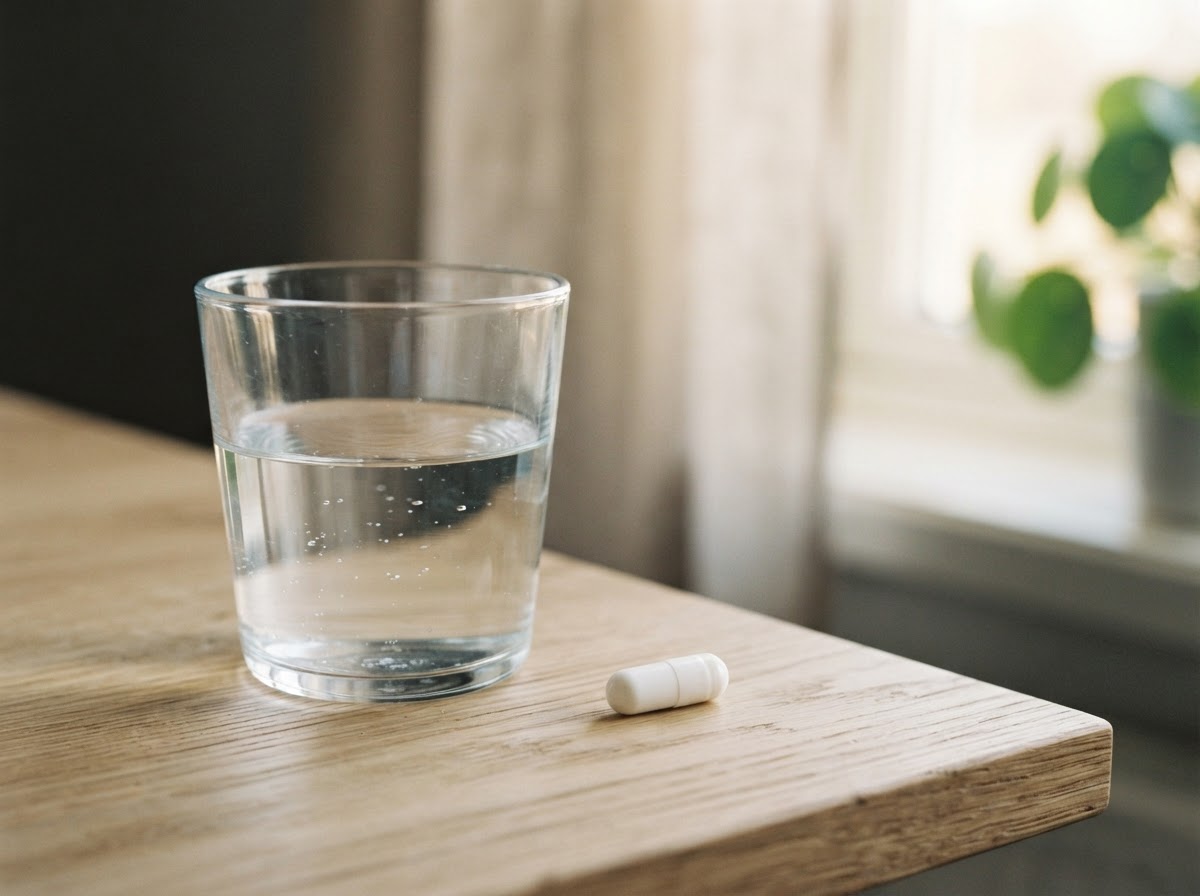 RenewNova capsule met water en voeding